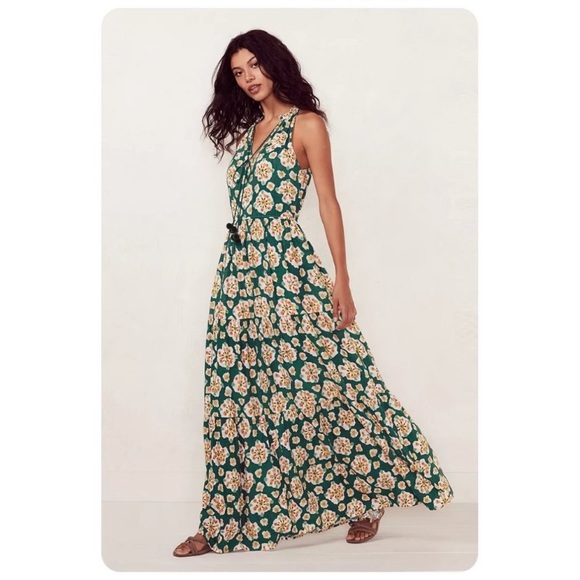 LC Lauren Conrad - Green Tiered Sleeveless Maxi Dress - Picture 1 of 10
